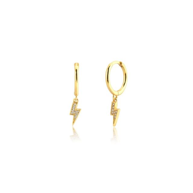 Aretes de rayo con baño de oro en plata 92