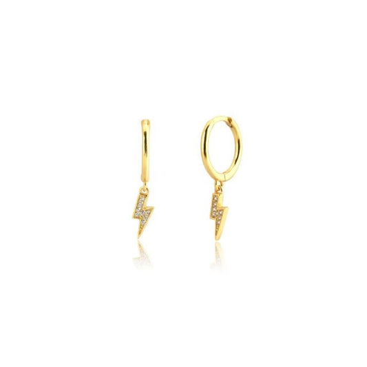 Aretes de rayo con baño de oro en plata 92
