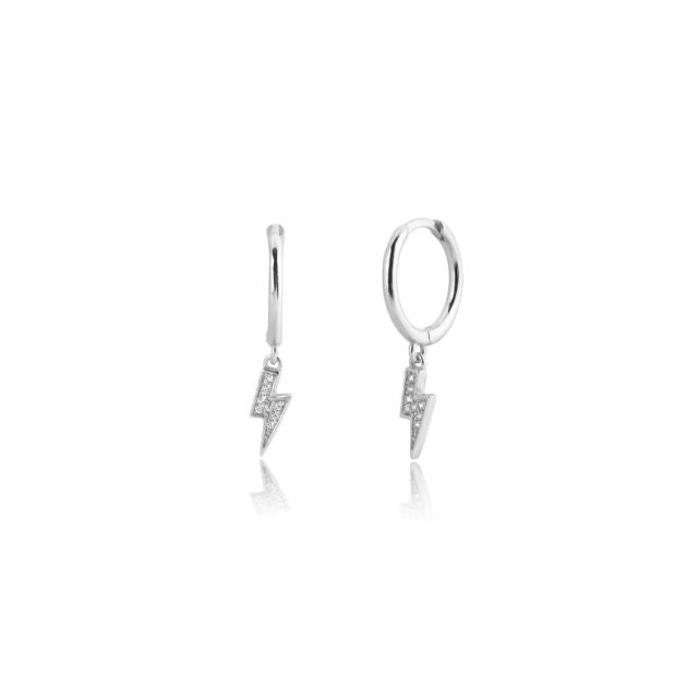 Candongas plateadas con dije de rayo – Plata 925