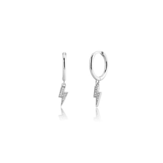 Candongas plateadas con dije de rayo – Plata 925