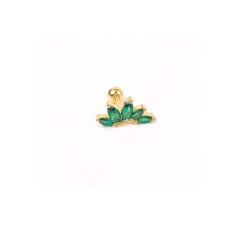 Piercing Emerald Petal en baño de oro con circones verdes