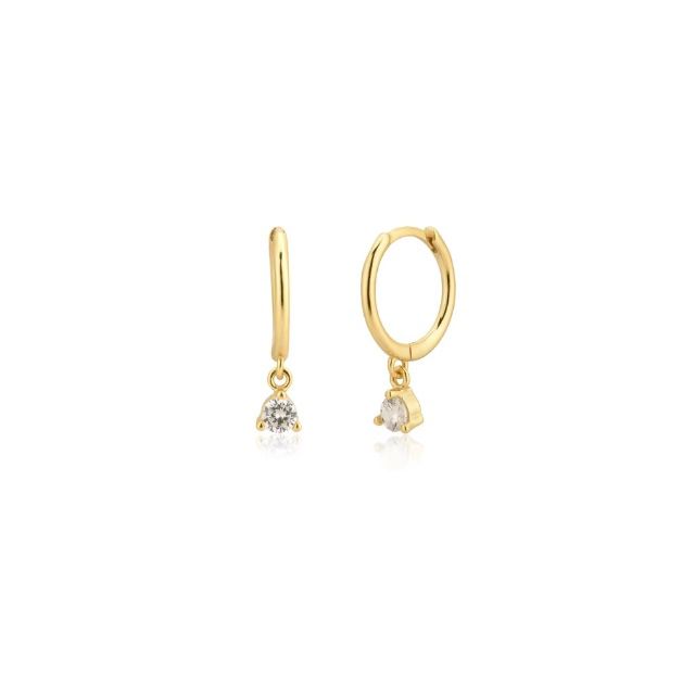 Candongas pequeñas en oro con piedra decorativa – Joyería Amalu