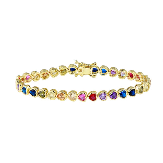 pulsera tennis multicolor corazones